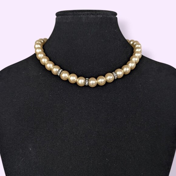 Vintage Glass Pearl Choker Necklace - Picture 1 of 5